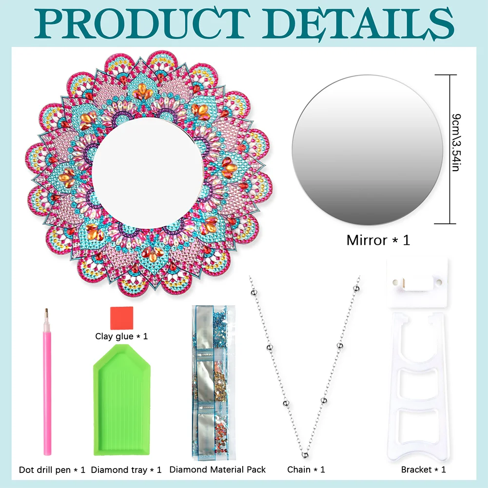 DIY Compact Mirror Paint by Number Kits Hanging Flower Home Decor