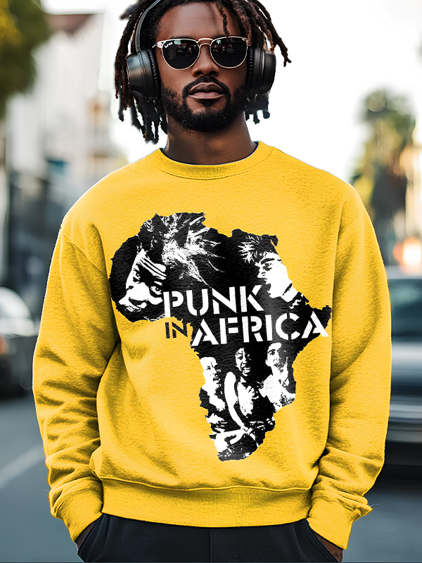Men's African Map Punk In Africa Art Print Casual Sweatshirt
