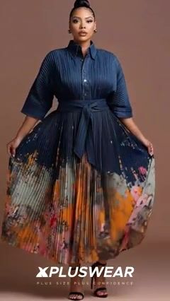 Xpluswear Design Plus Size Business Casual Multicolor Floral Shirt Collar Short Sleeve Pleated Button Satin Maxi Dresses 2024 - Xpluswear
