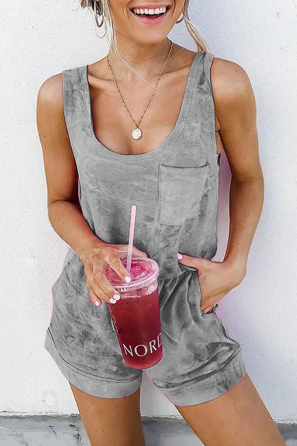 Womens Solid Color Slim Shorts Jumpsuit-Allyzone-Allyzone