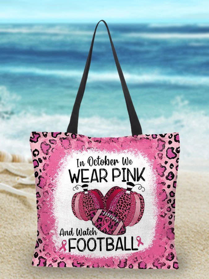 In October We Wear Pink And Watch Football Leopard Print Bag