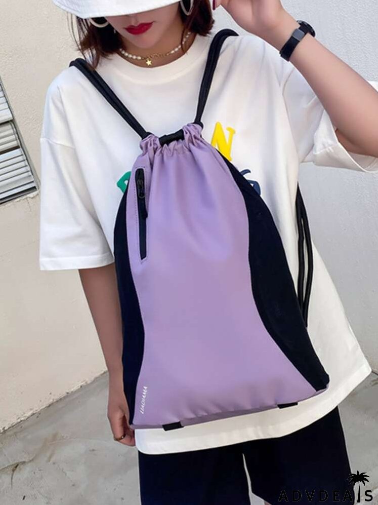 Color Block Drawstring Backpack