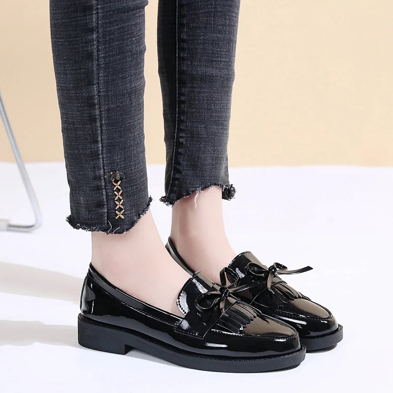 Uveng Size Small Leather Shoes Korean Version Summer Shoes With Skirt Single Shoes Female Low Top Casual Shoes Grandma Shoes