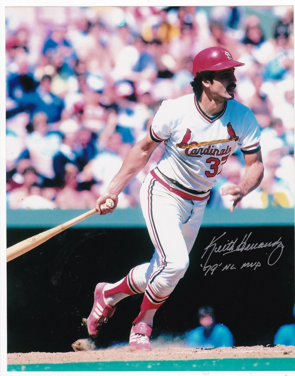 KEITH HERNANDEZ ST. LOUIS CARDINALS 1979 NL MVP ACTION SIGNED 8x10