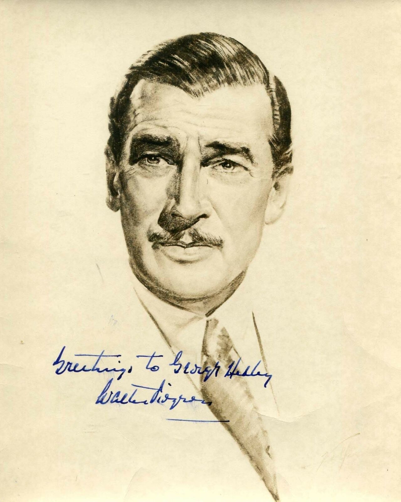 Walter Pidgeon autograph, signed vintage art portrait