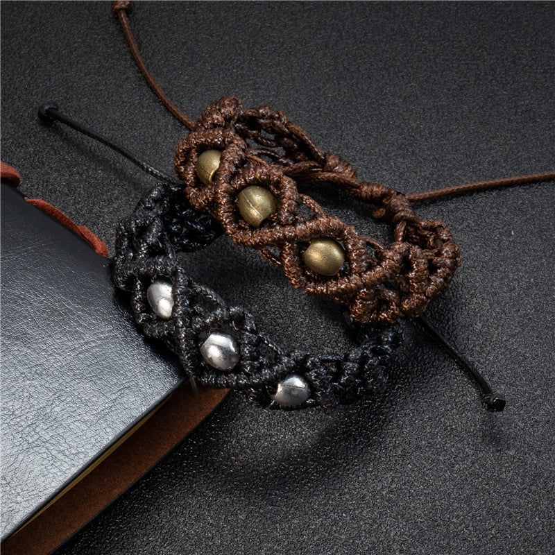 New Arrival Vintage Style Hand Weaving Bracelet Men And Women Drawstring Adjustable Metal Bracelet Gift Bracelets