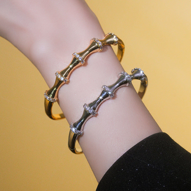 Diamond Bracelet New Chinese Style Brushed Bamboo Knot High-Grade Non-Fading Bamboo Bracelet Bracelet Daily Wear