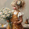 Peinture &agrave; l'huile Daisy Girl-Peinture Diamant Ronde Compl&egrave;te-40*40CM