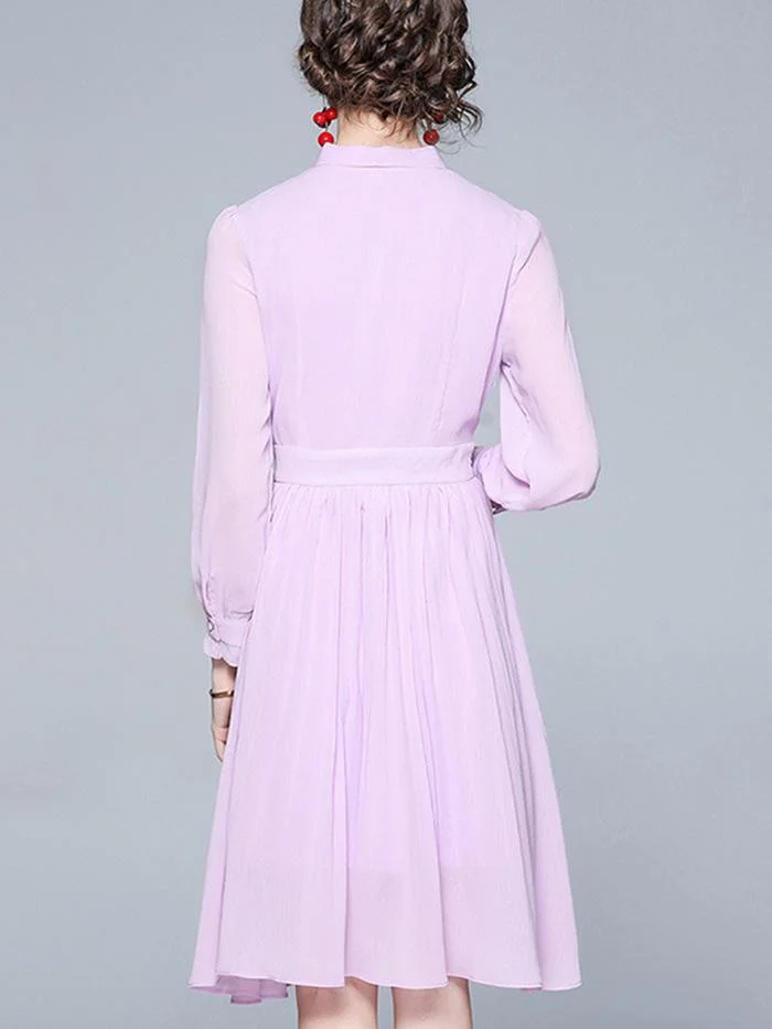 Fashion Blue Pleated Chiffon Lace Dress