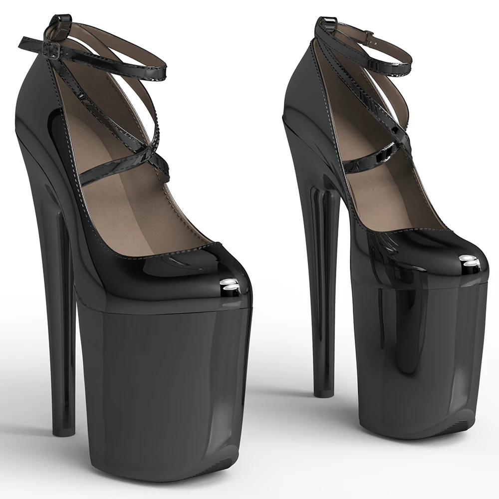 VCshoes 20cm/8inch Patent PU Round Toe Pumbs High Heel Model Shoes Pole Dance Shoes