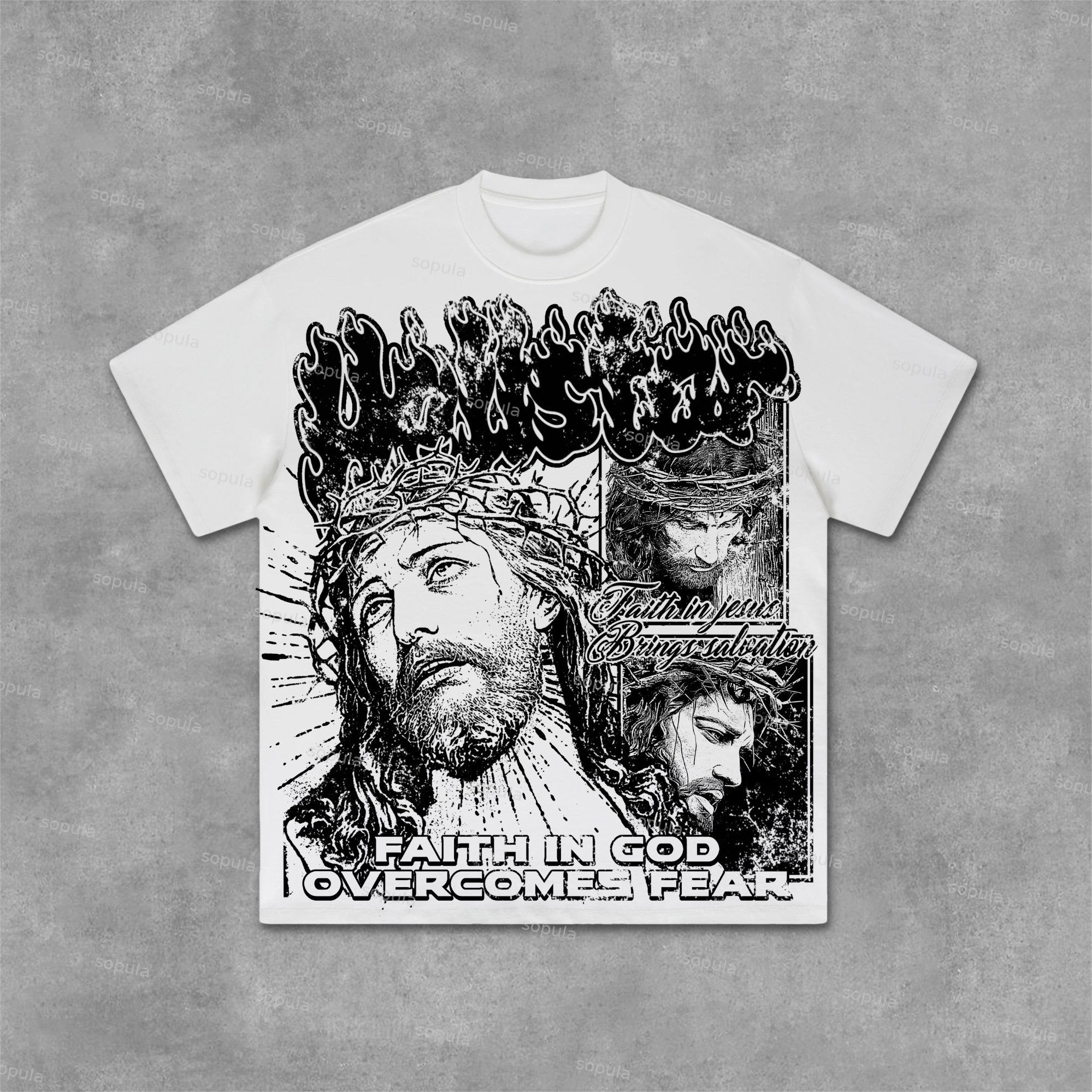 Sopula Jesus & God New Retro Old Graphic Cotton T-Shirt - SOPULA