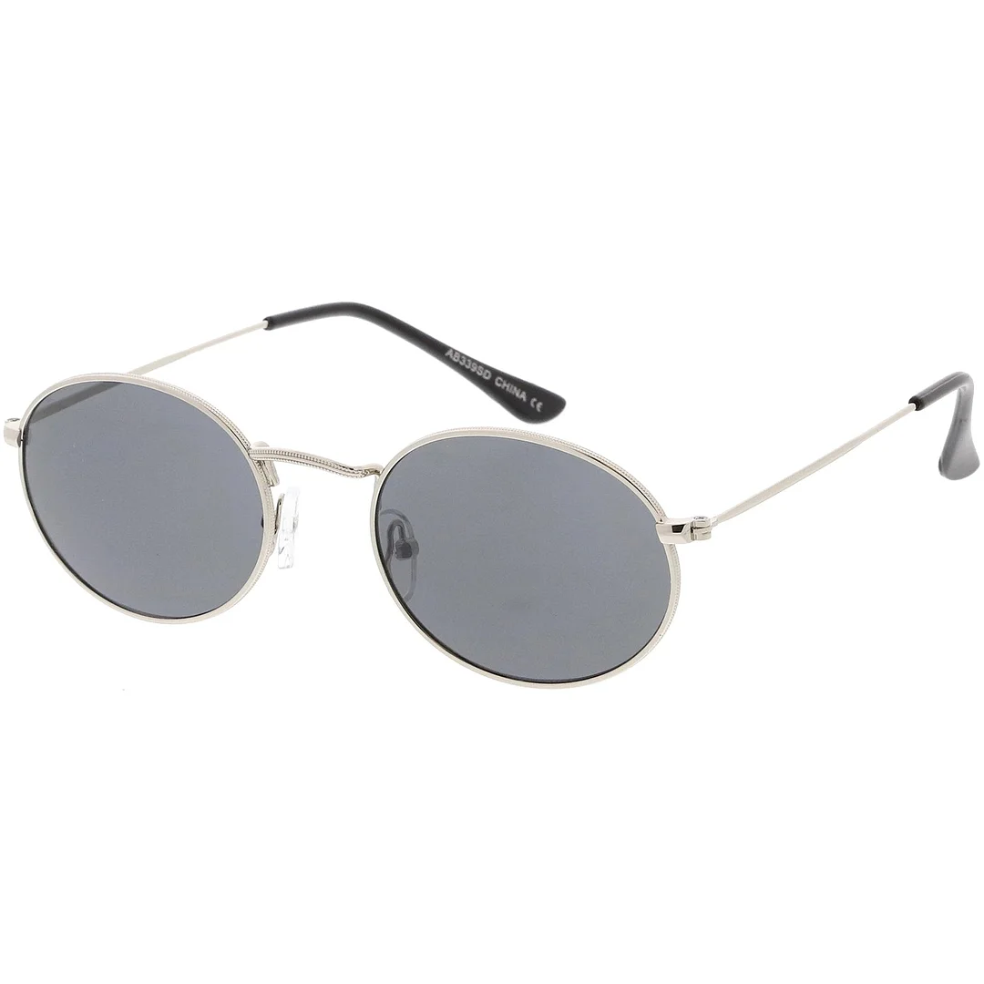 Small Metal Oval glasses Slim Arms Neutral Colored Lens 51mm