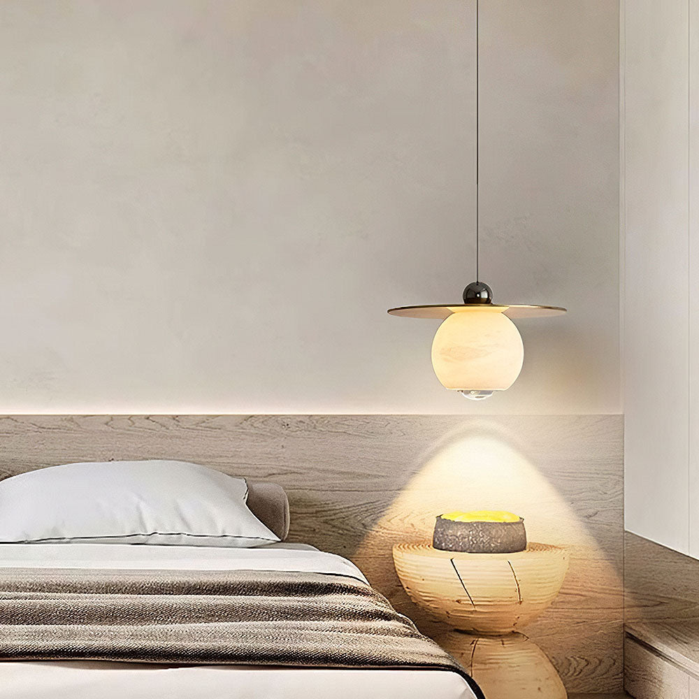 Vintage Gold Round Alabaster Pendant Lights