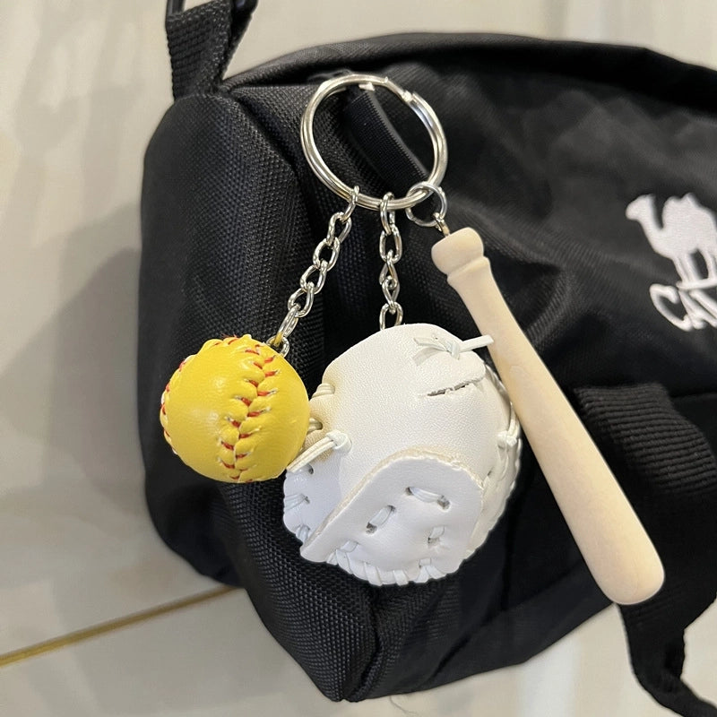 Fashion Baseball Pu Leather Unisex Bag Pendant Keychain
