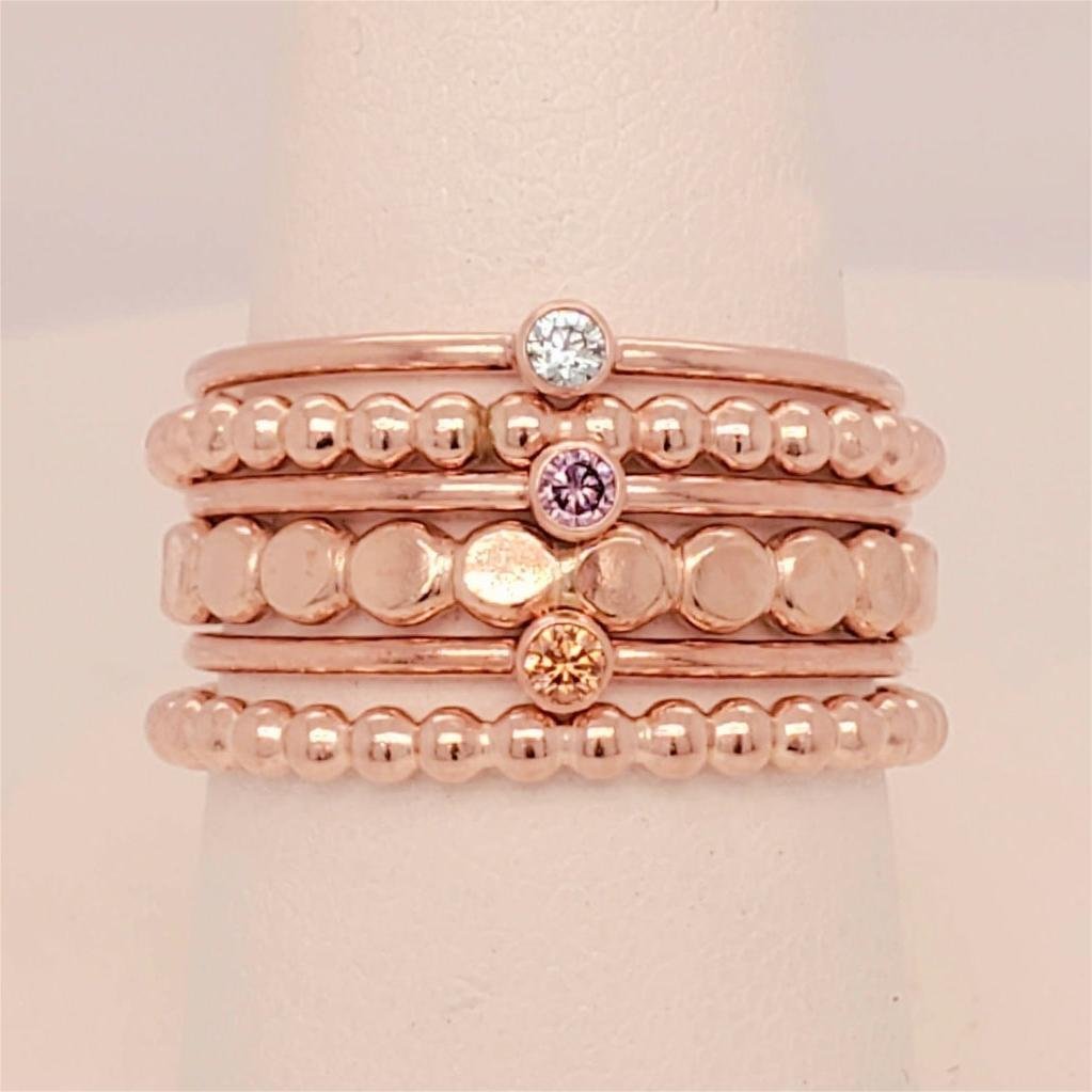 Personalized Stacked Name Ring Set of 6 Stack Rings The Isla Set with Birthstone Gifts to Her, Girlfriend, Friend, Family