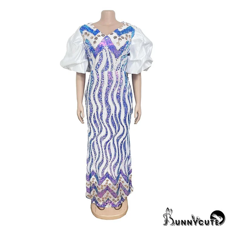 African women's clothing sequins Party dress long evening dress