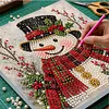 (20x20cm)Red Scarf Snowman Xmas Pearl Painting Art Kits With Inner Frame Pearl Gem Paintings Picture Arts Craft for Adults Beginners Home Wall Decor