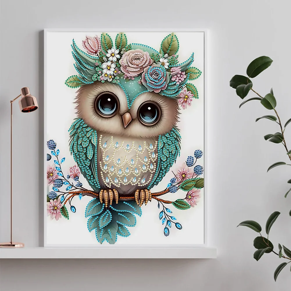 Diamond Painting - Partial Special Shaped Drill - Owl(Canvas|30*40cm)