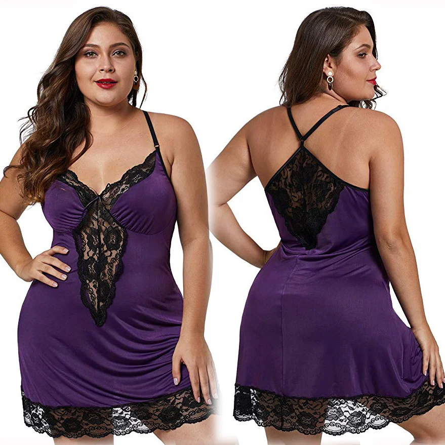 Churchf Sex Lingerie Sexy Plus-Size Women's Sling Lace Lace Satin Cloth Pyjab