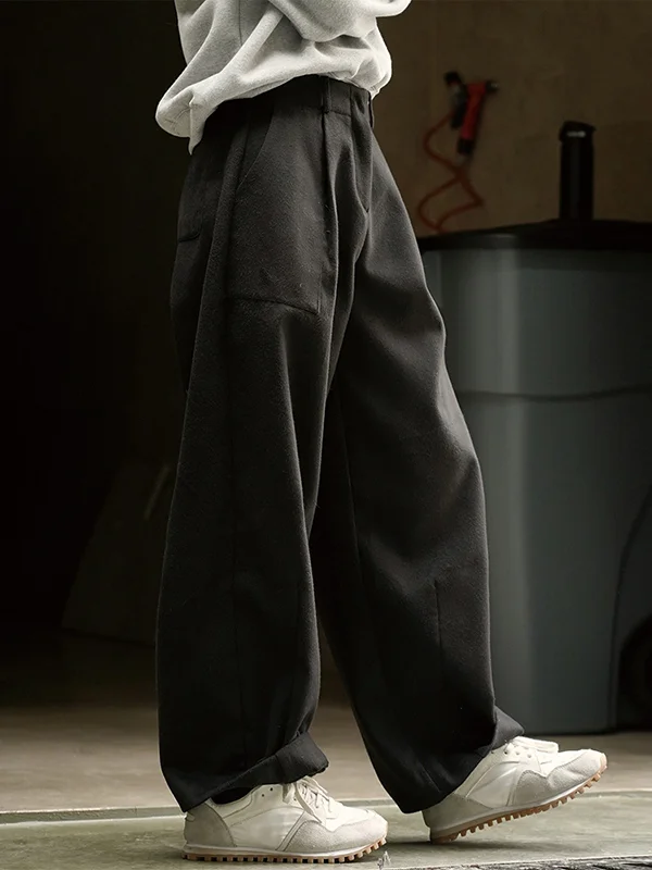 Casual Loose Wide Leg Solid Color Pants