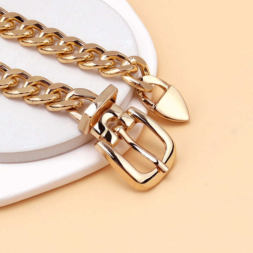 Fashion Metal Geometry Thick Chain Belt Buckle Clavicle Necklace