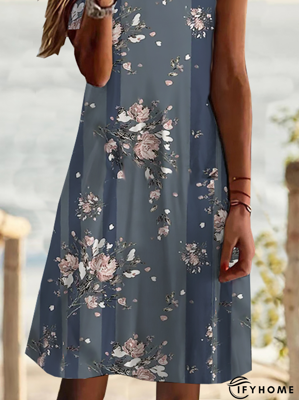 Vacation Crew Neck Loose Jersey Short Dress | IFYHOME