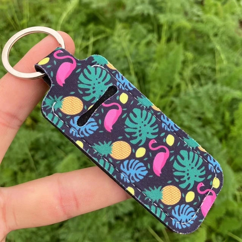 5 Pieces Pastoral Sunflower Lips Leopard Polyester Keychain