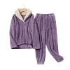 Women's Coral Velvet Flannel Pajamas Suit Thickened