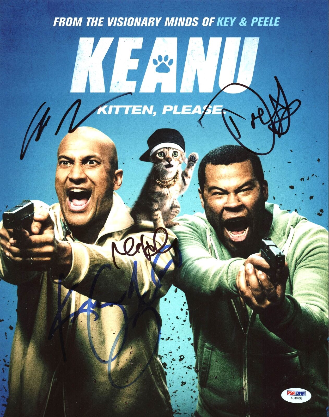 Keanu (Keegan-Michael Key, Darrell Britt-Gibson, +2) Signed 11X14 PSA #AB10798