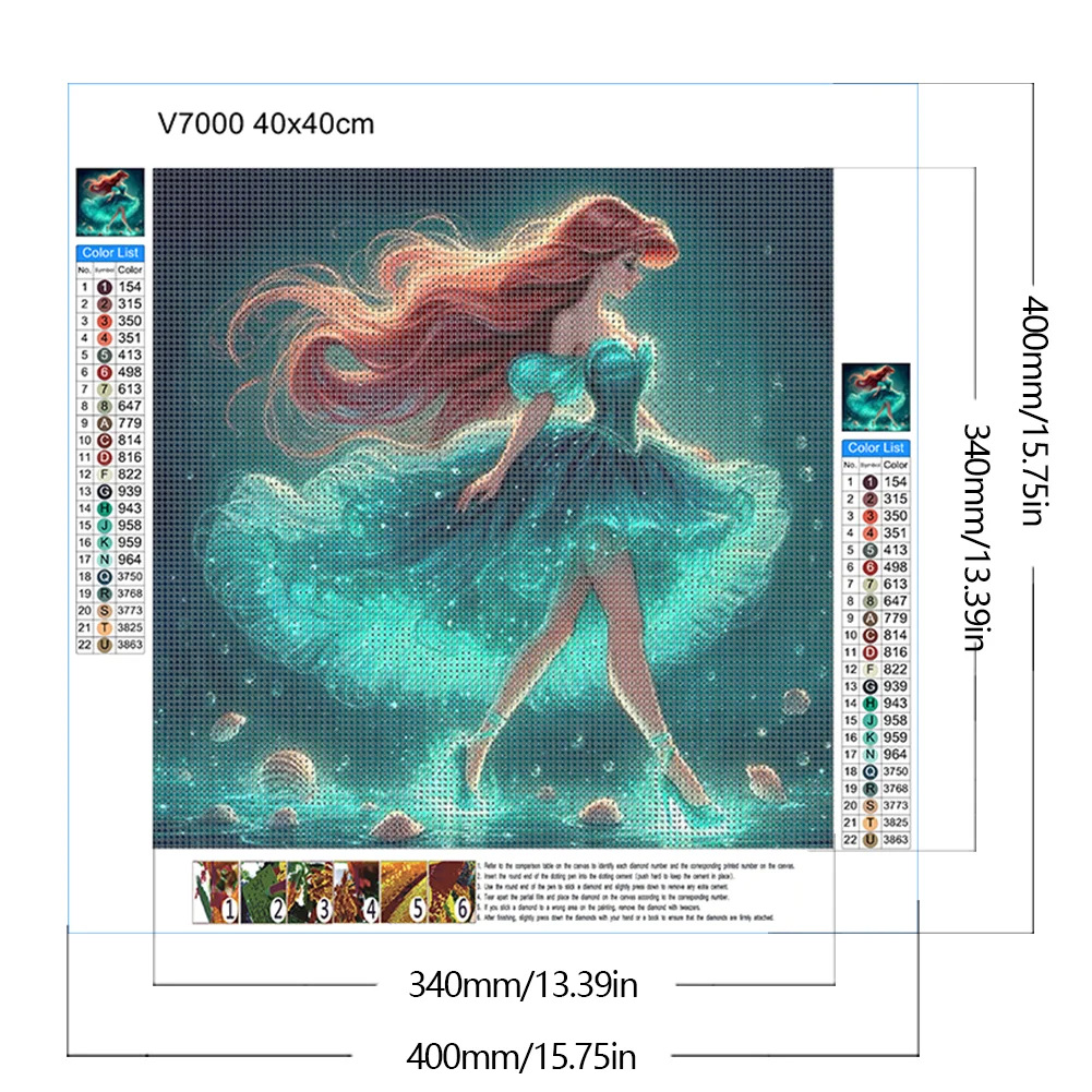 Diamond Painting - Full Round Drill - Princess Ariel(Canvas|40*40cm)