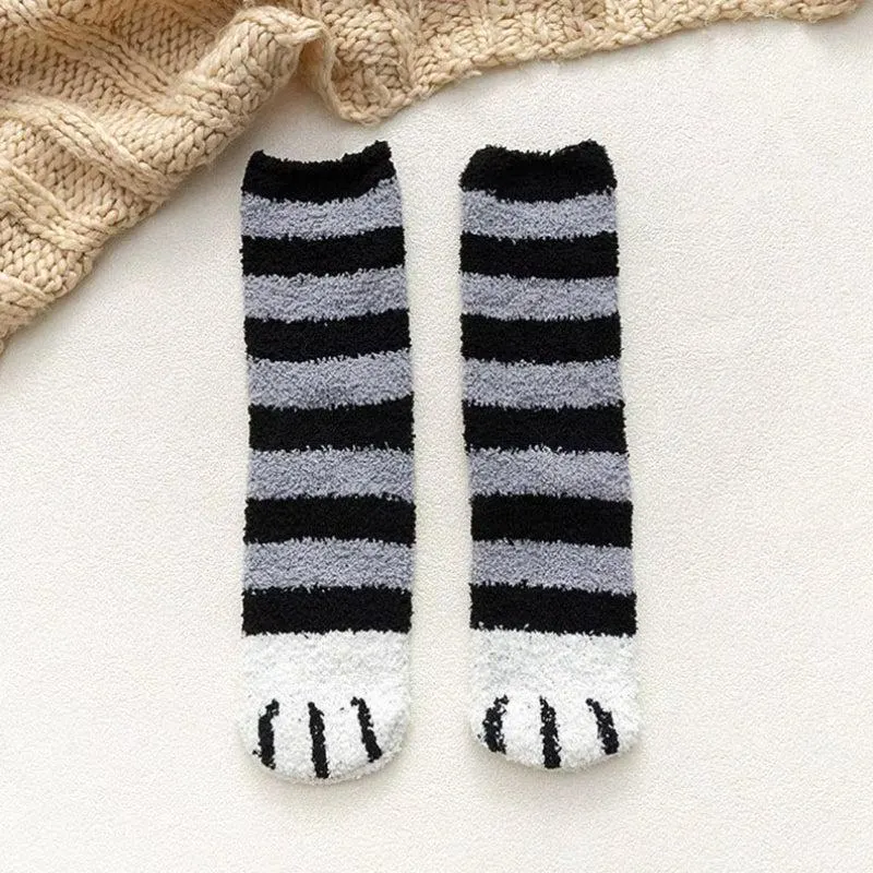 Brownm Paw Plush Socks
