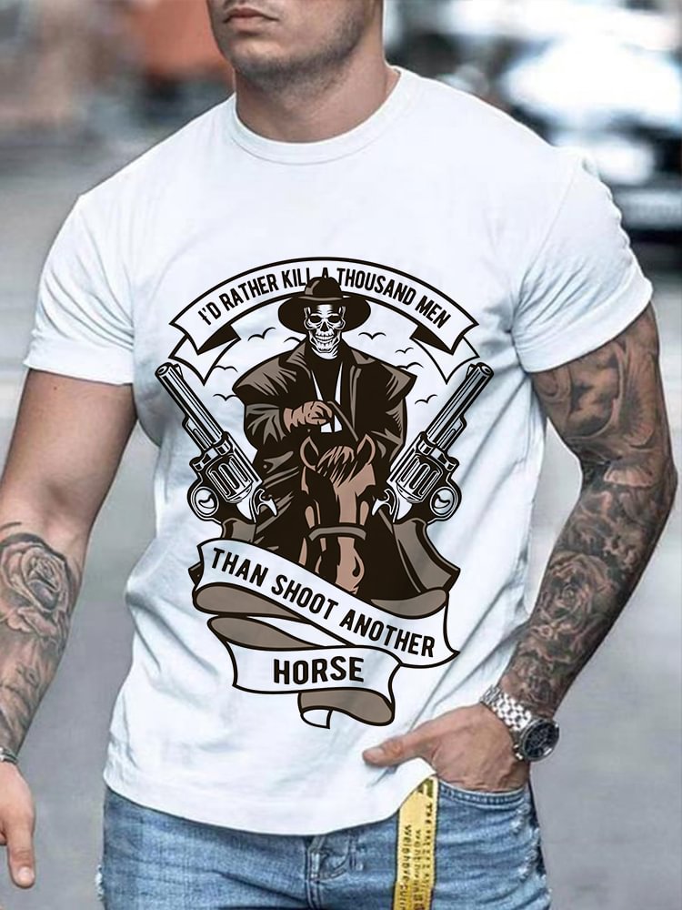 Western Cowboy Print Men's T Shirt