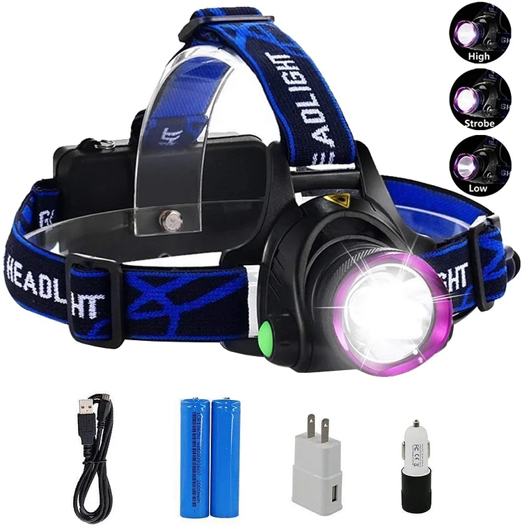 Lightess Head Lamps Rechargeable Headlamp Flashlight Super-Bright 2200  Lumens Waterproof Head Torch With Modes, XM-L T6 LED Powerful Headlight  For Camping Fishing Cycling Running Hiking Hunting