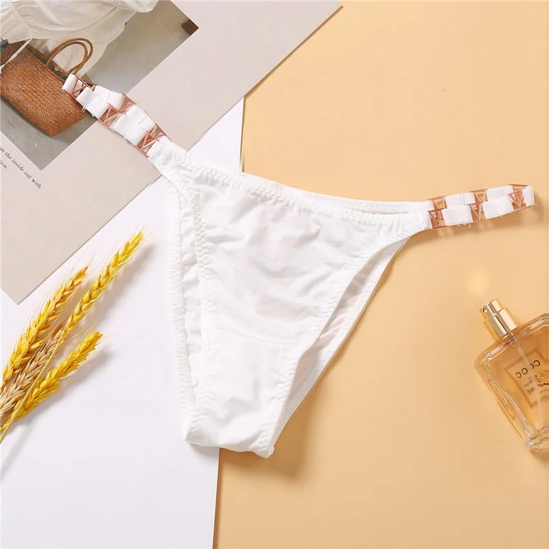Women G-String Shinny Metal Waist Elastic T-back Slip Panty Female Nightclub Bright Thongs Women's Underpants Sexy Woman Brief