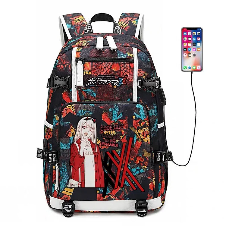 Mayoulove DARLING in the FRANXX Zero Two Haruka Tomatsu 002 #7 USB Charging Backpack School NoteBook Laptop Travel Bags-Mayoulove