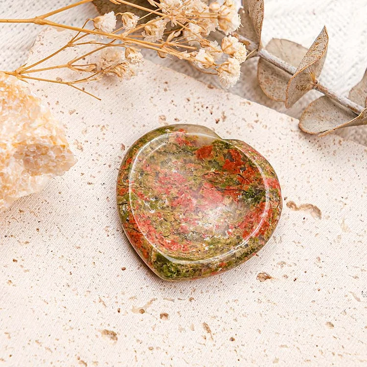 Unakite Heart Worry Stone