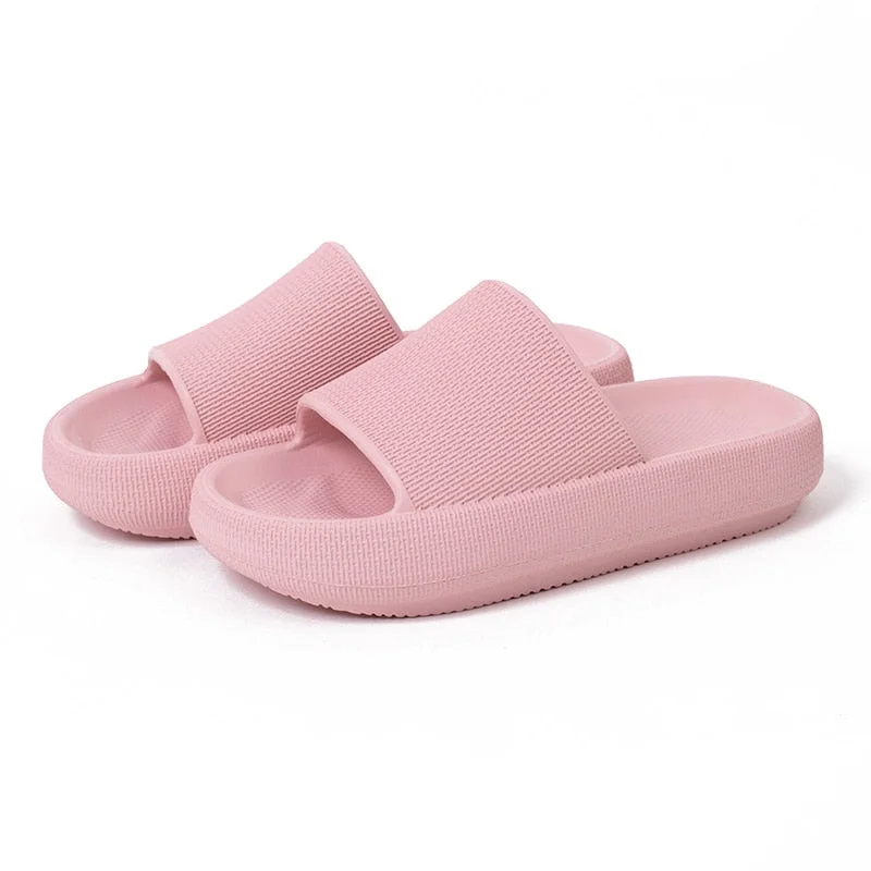 Men Beach Slippers High Heels Women Slide Sandals Shower Thick Sole Soft Couple Massage Bread Slippers Bathroom Shoes Non-Slip
