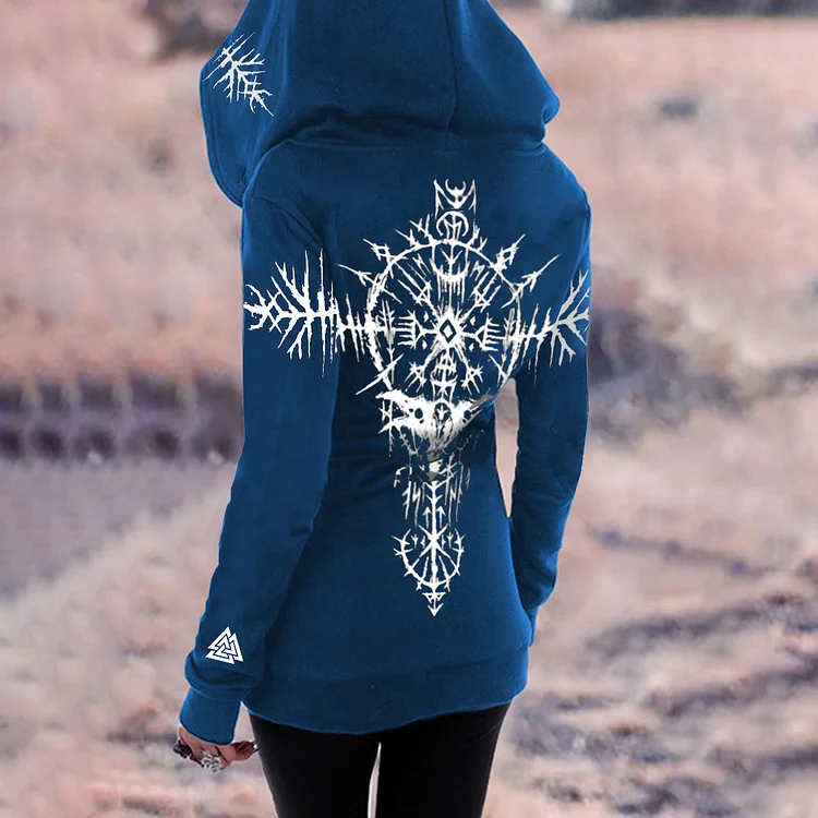 Retro Tribal Thorns Viking Ethnic Graphics Hoodie