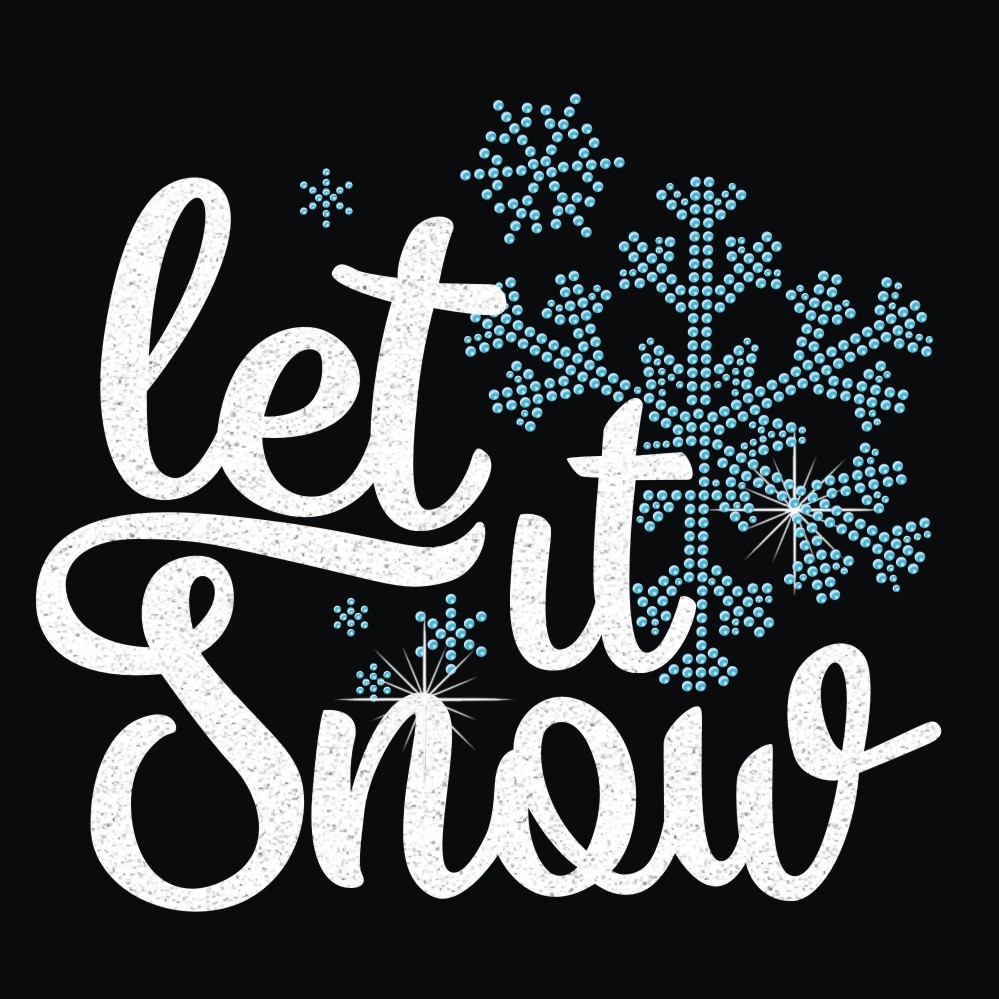 White glitter vinyl let lt snow Sky Blue Rhinestone snowflake iron on transfers