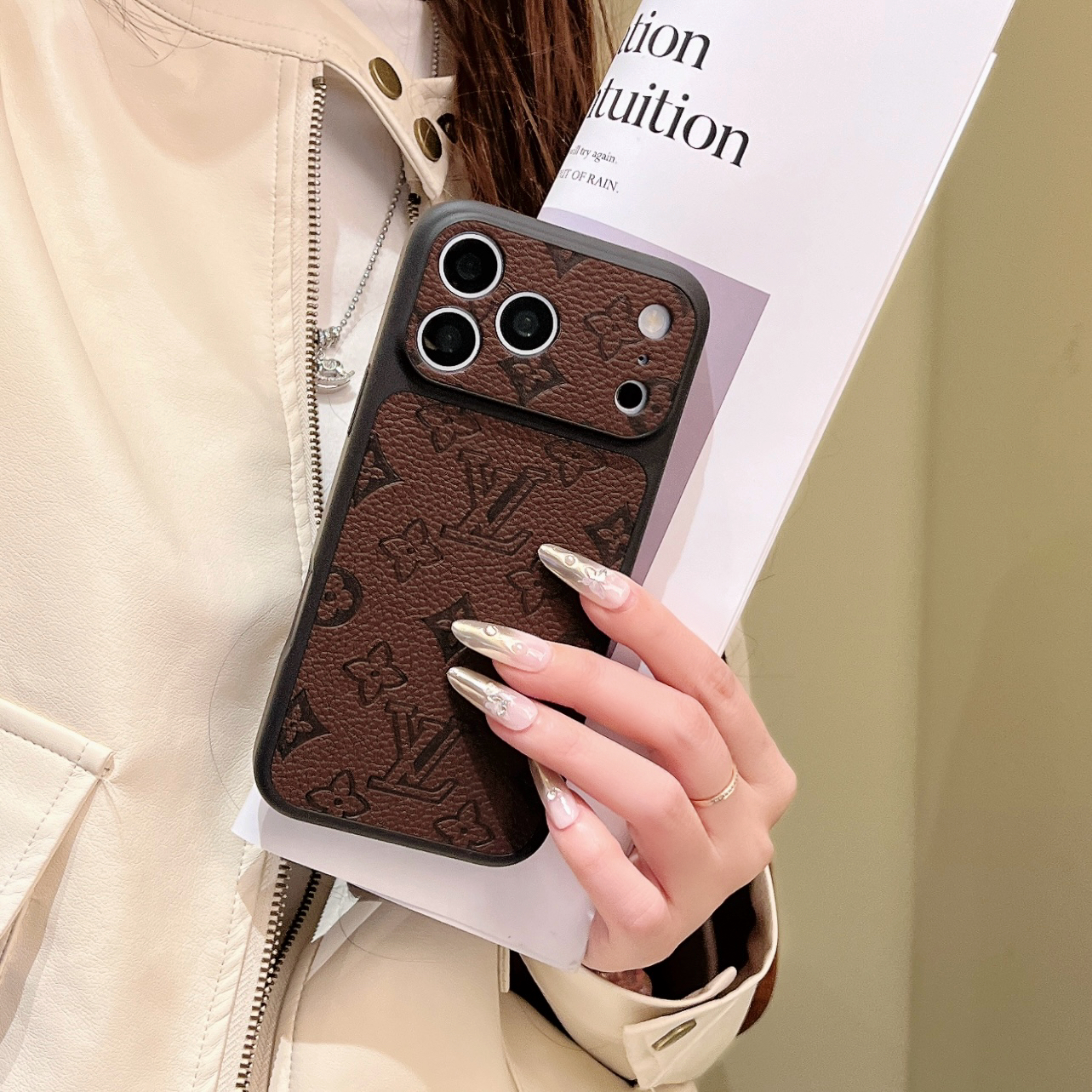 Luxury LV 3D Monogram Leather Case for iPhone