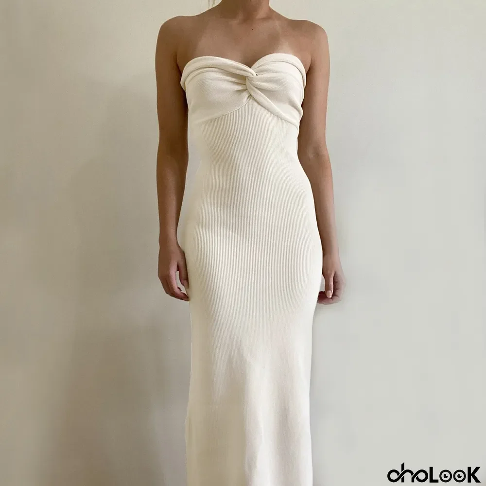 Women Summer Knitted Cross Off Shoulder Sexy Long Dress
