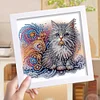 5D DIY Partial Special Shaped Drill Diamond Painting Kit Cat Decor With Frame Kit 18x18cm