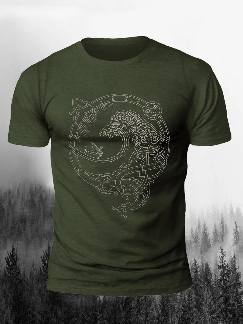 Viking Totem Print Short Sleeve Men's T-Shirt in  mildstyles