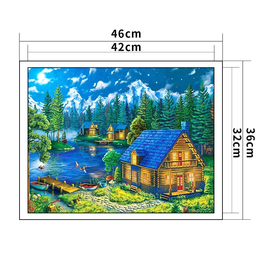 11CT Stamped Cross Stitch - Rhine Town(Canvas|36*46CM)