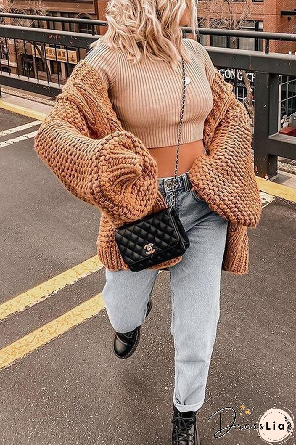 Puff Sleeve Loose Cardigan