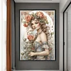 >SALE<Full Embroidery Eco-cotton Thread 11CT Print Rose Girl Cross Stitch Kit 40x60cm
