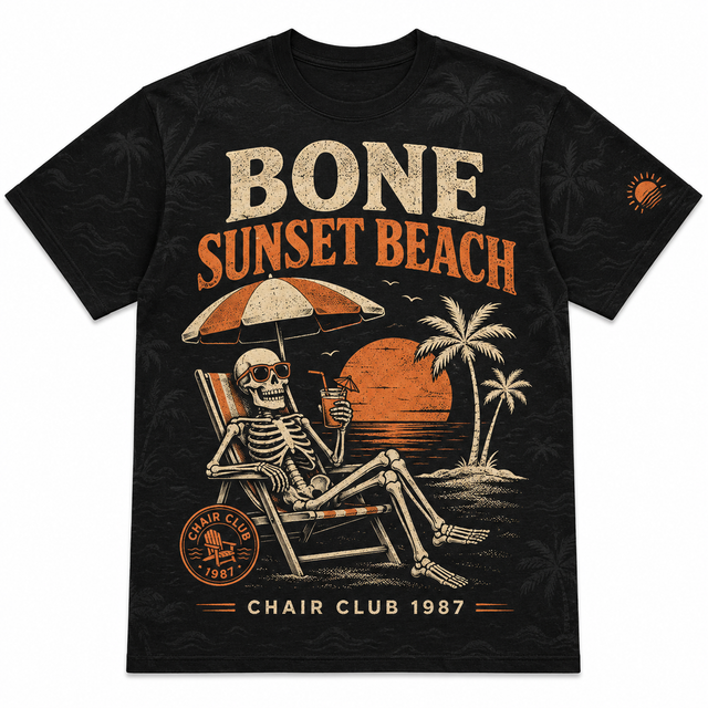 Surf Bone Sunset Beach Cotton T-Shirt