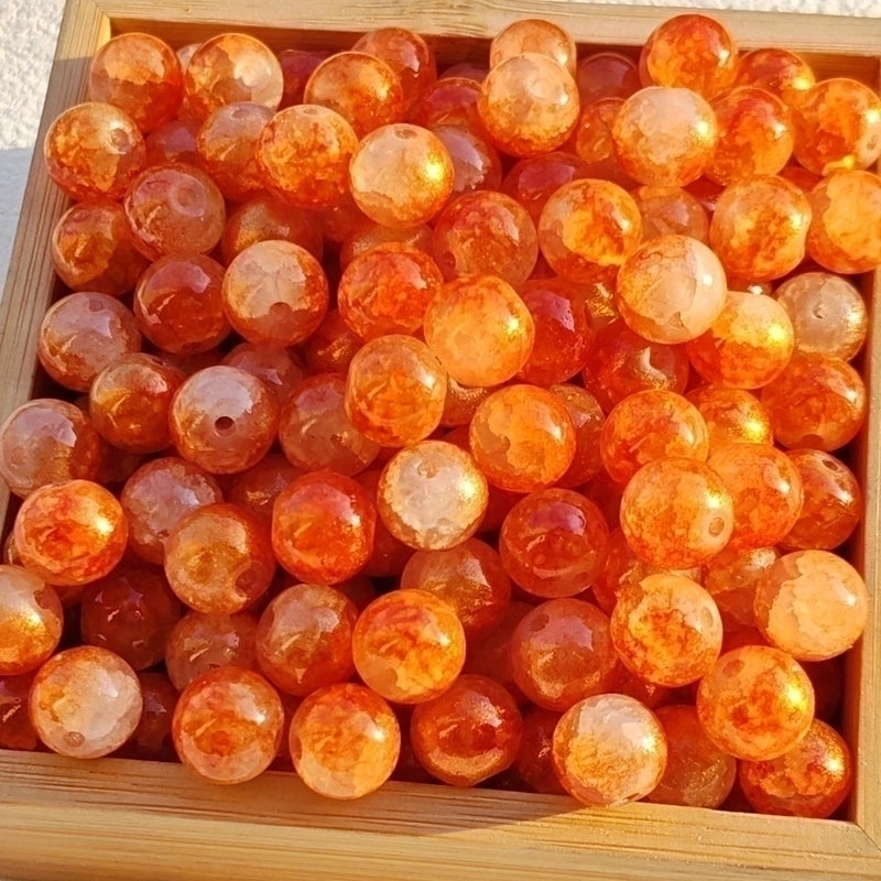 New 8/10mm Water Dyed Protein Jade Broken New Chinese Style Gold Sprinkling Glass Bead DIY Bracelet Ornament Straight Hole Beads Loose Beads