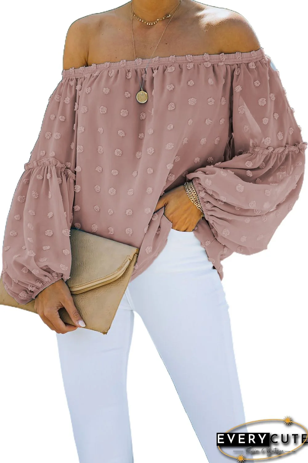 Swiss Dot Off The Shoulder Blouse