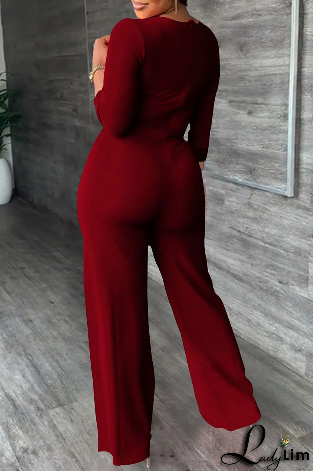 Red Fashion Casual Solid Patchwork Turndown Collar Regular Jumpsuits